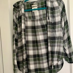 American Eagle Boyfriend Fit Green Grey Flannel